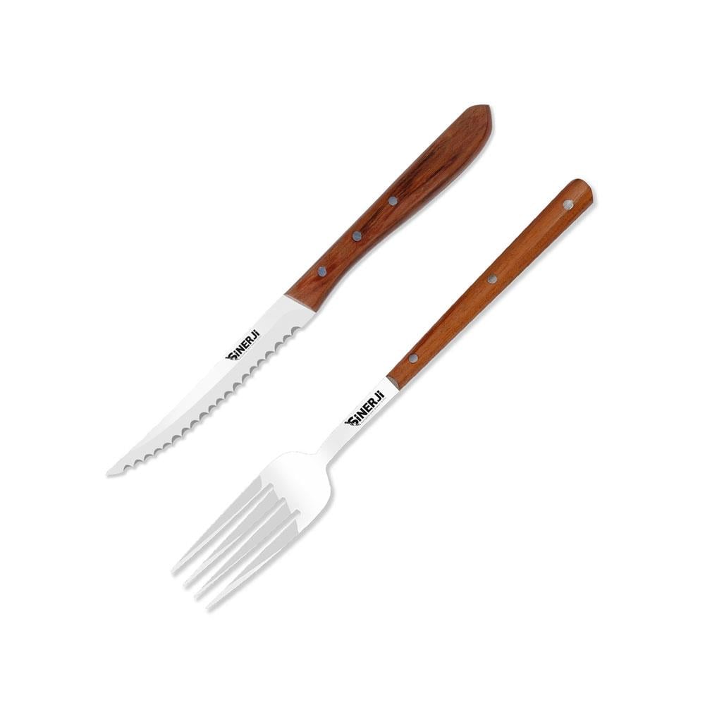 Sinerji Wooden 2'li Steak Seti (Bıçak&Çatal)