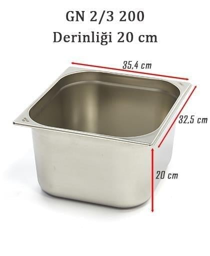 Üret Çelik 2/3 - 200 mm Gastronom Küvet (35.4 x 32.5 x 20 cm) 18 lt 
