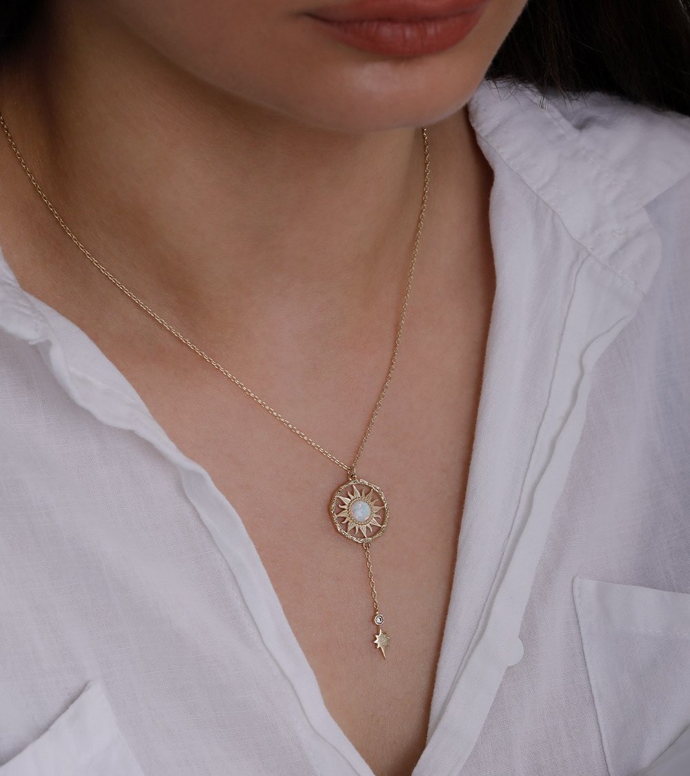 Sarkıtlı Opal Güneş Kolye