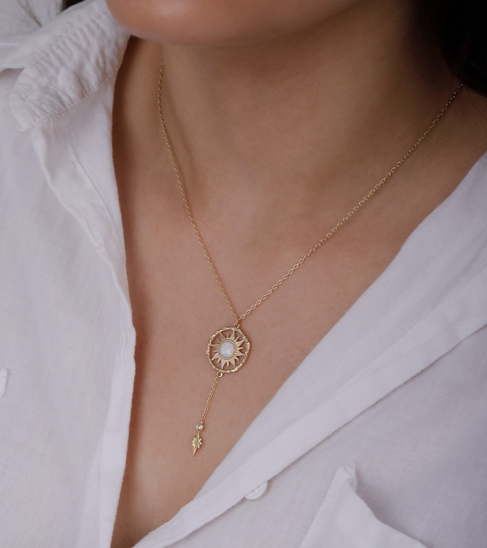 Sarkıtlı Opal Güneş Kolye