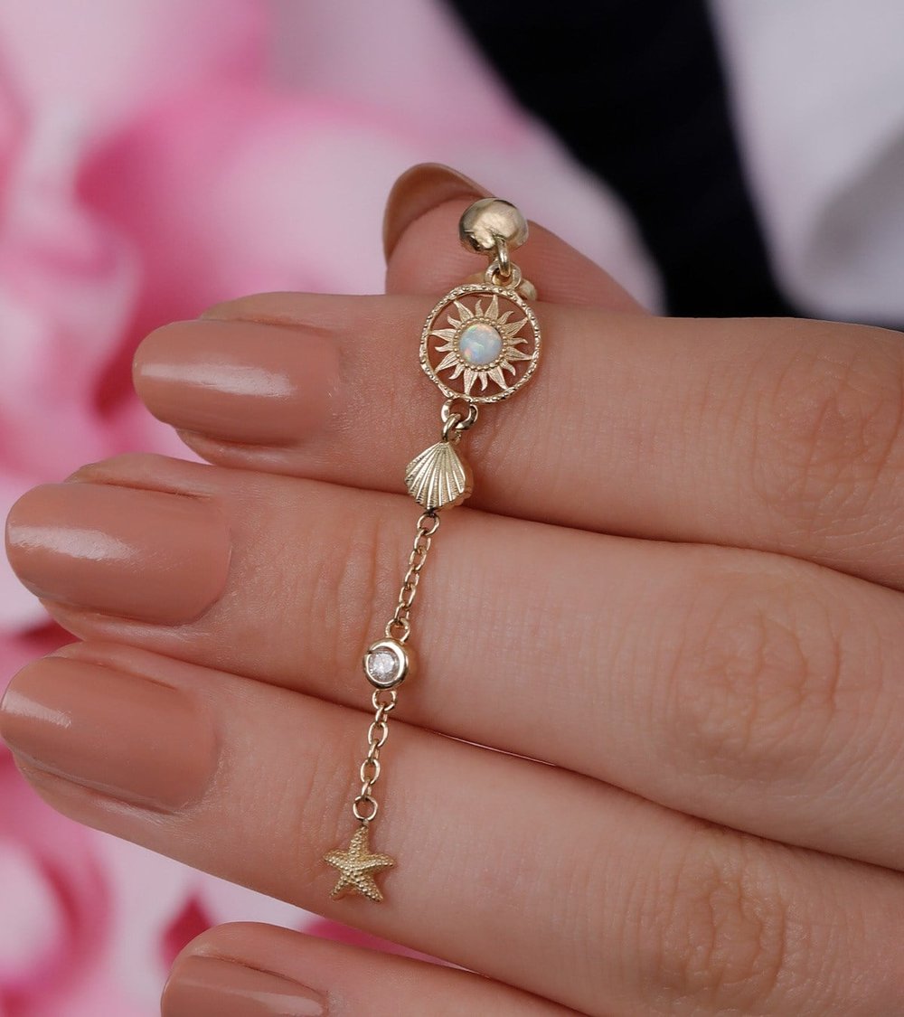 Sarkıtlı Opal Güneş Küpe