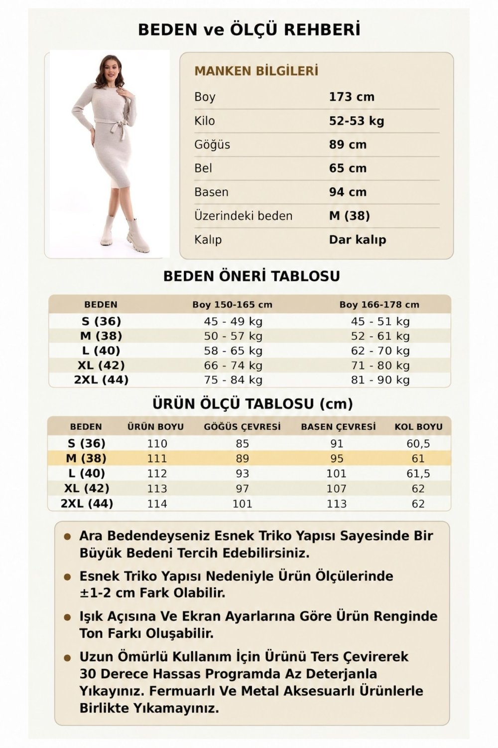 Bisiklet Yaka Fitilli Triko Elbise 4080 Bej