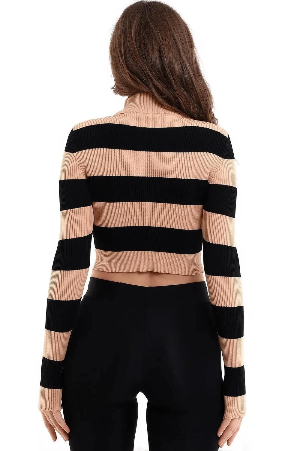 Çizgili Triko Crop Kazak Triko Bluz 1101