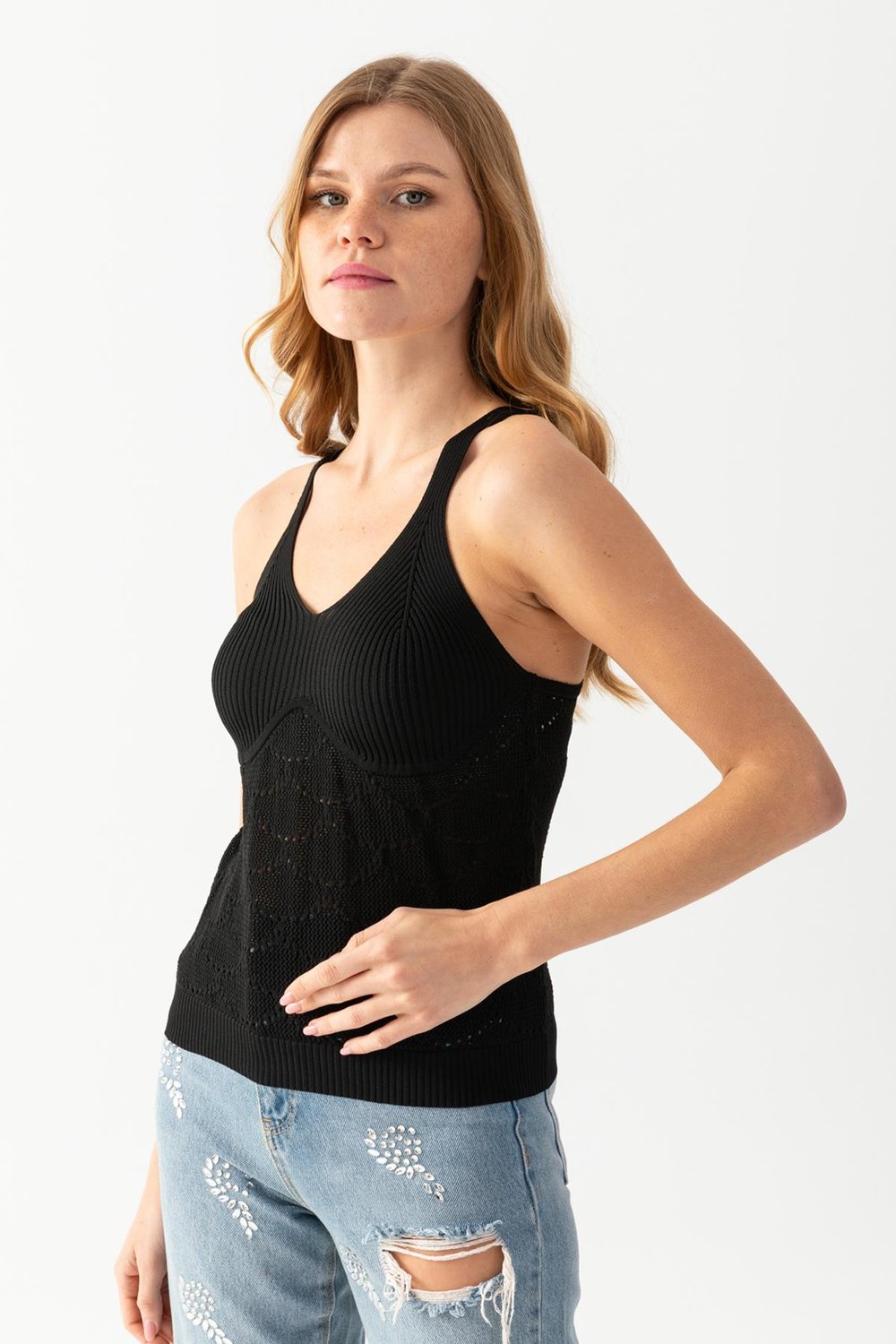 Halter Yaka Delikli Triko Atlet Kadın Atlet 171810