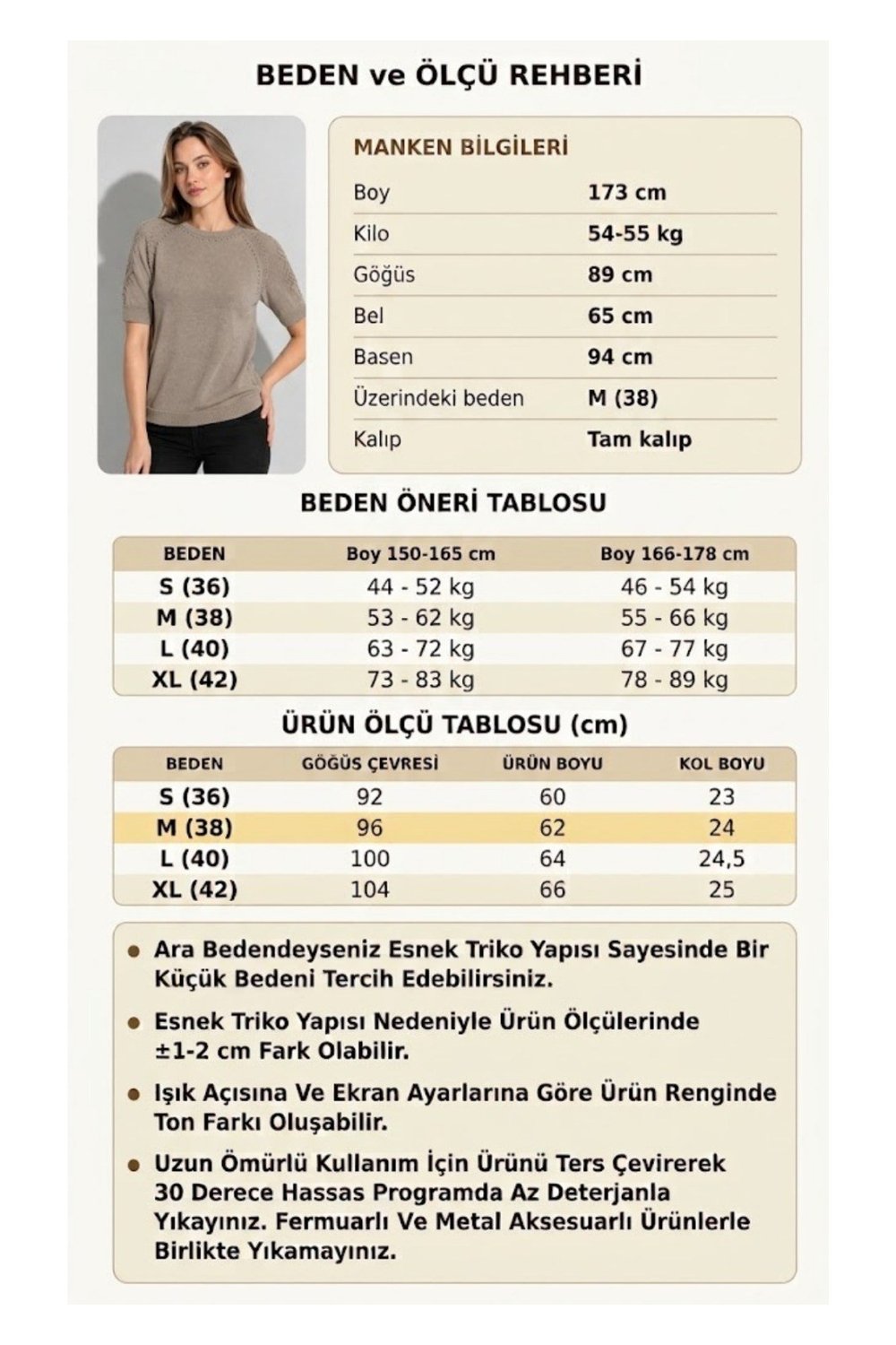 Kadın Bisiklet Yaka Kısa Kollu Ajur Detaylı Triko Bluz 1550 Vizon