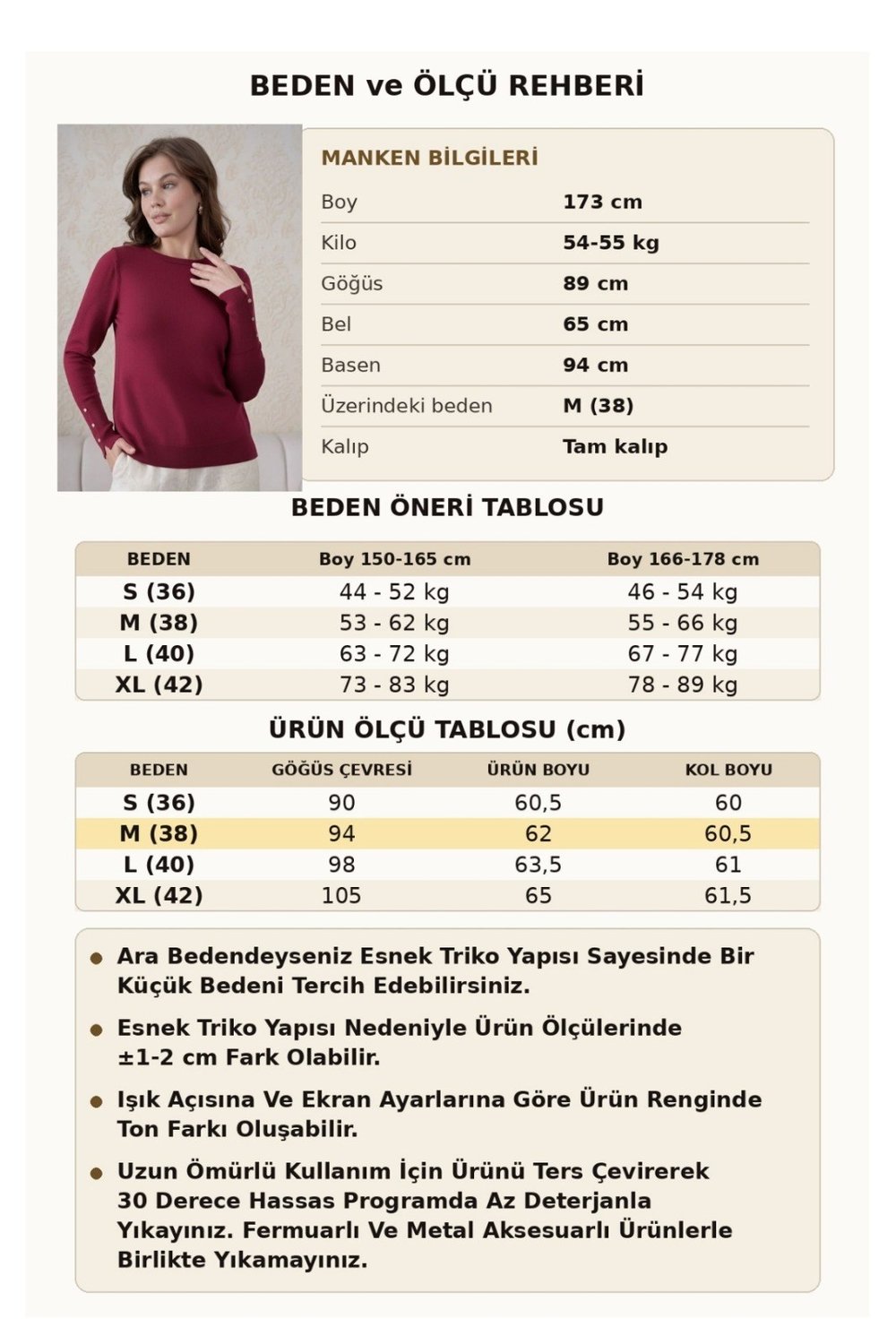 Kadın Bisiklet Yaka Kolu Çıtçıtlı Triko Kazak 1060 Bordo