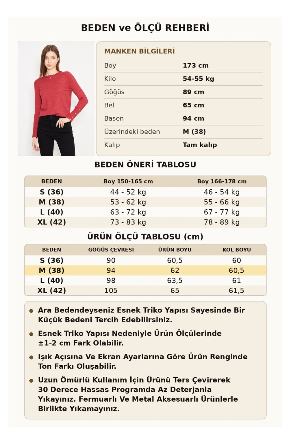 Kadın Bisiklet Yaka Kolu Çıtçıtlı Triko Kazak 1060 Kırmızı