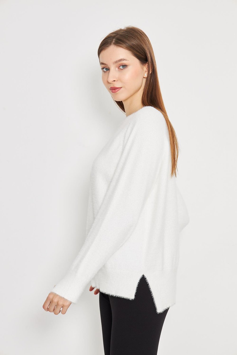 Kadın Bisiklet Yaka Yumoş Oversize Triko Kazak 241205
