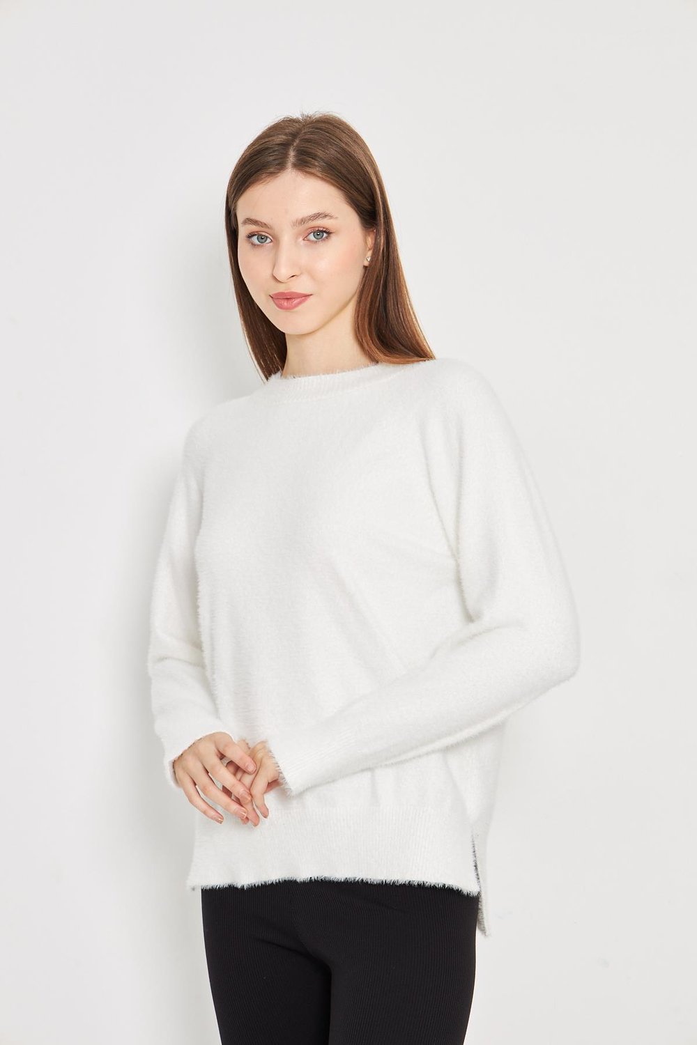 Kadın Bisiklet Yaka Yumoş Oversize Triko Kazak 241205
