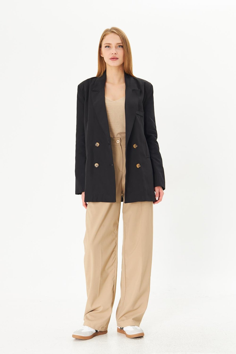 Kadın Düğmeli Oversize Blazer Ceket  2025-T0103
