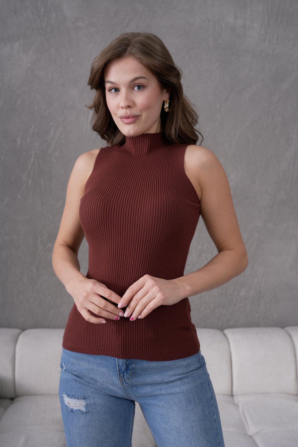Kadın Fitilli Kolsuz Triko Badi Likralı Body 253101
