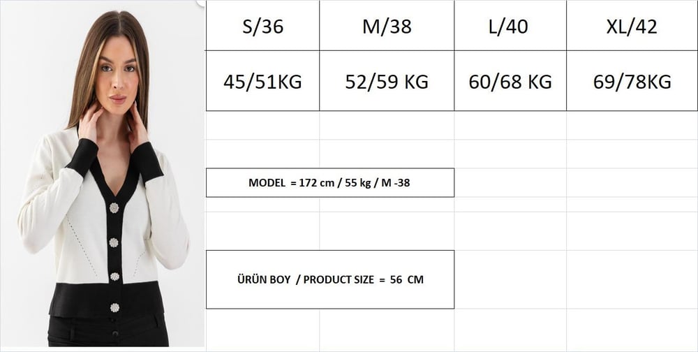 Mücevher Düğmeli Triko Hırka 5610 Yeşil-Ekru