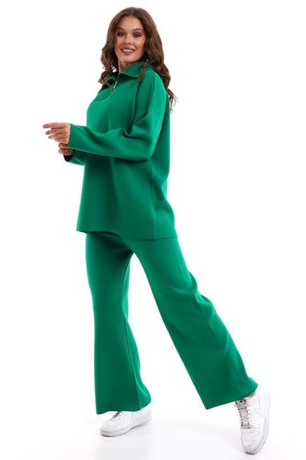 Oversize Fermuarlı Triko Alt Üst Takım 1805 Yeşil