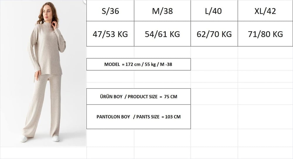 Oversize Fitilli Alt Üst Triko Takım 6308