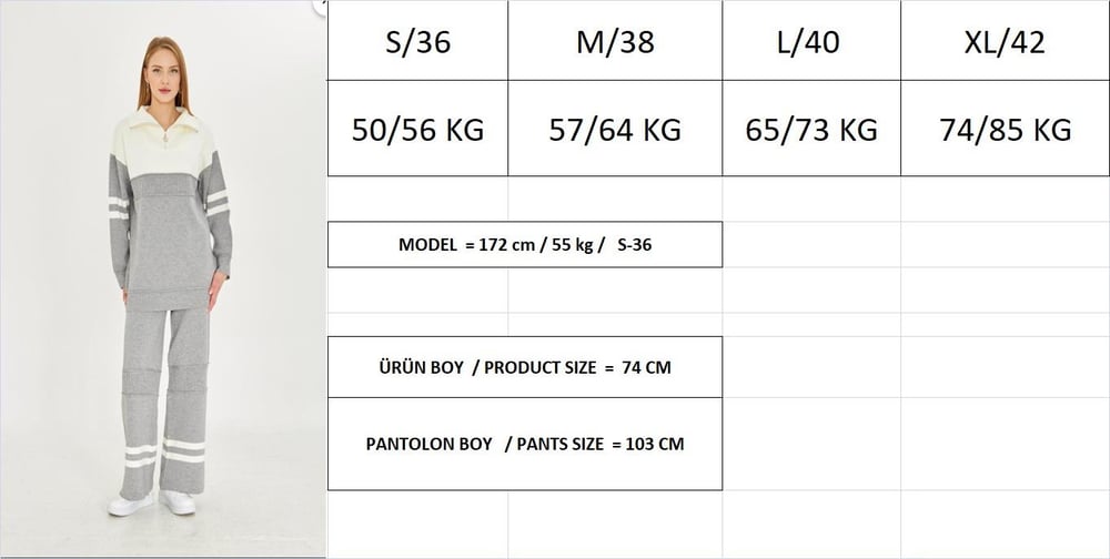 Oversize Triko Alt Üst Eşofman Takımı 1230 Saks