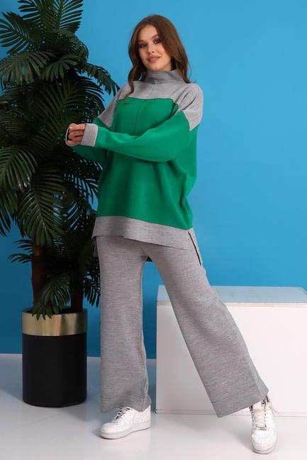 Oversize Triko Alt Üst Eşofman Takımı 1309 Gri