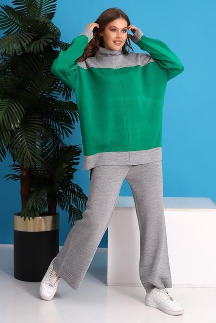 Oversize Triko Alt Üst Eşofman Takımı 1309 Gri