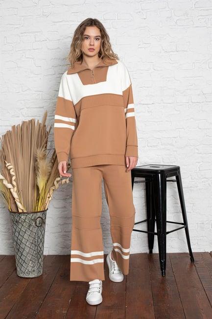 Oversize Triko Alt Üst Eşofman Takımı 1230 Camel