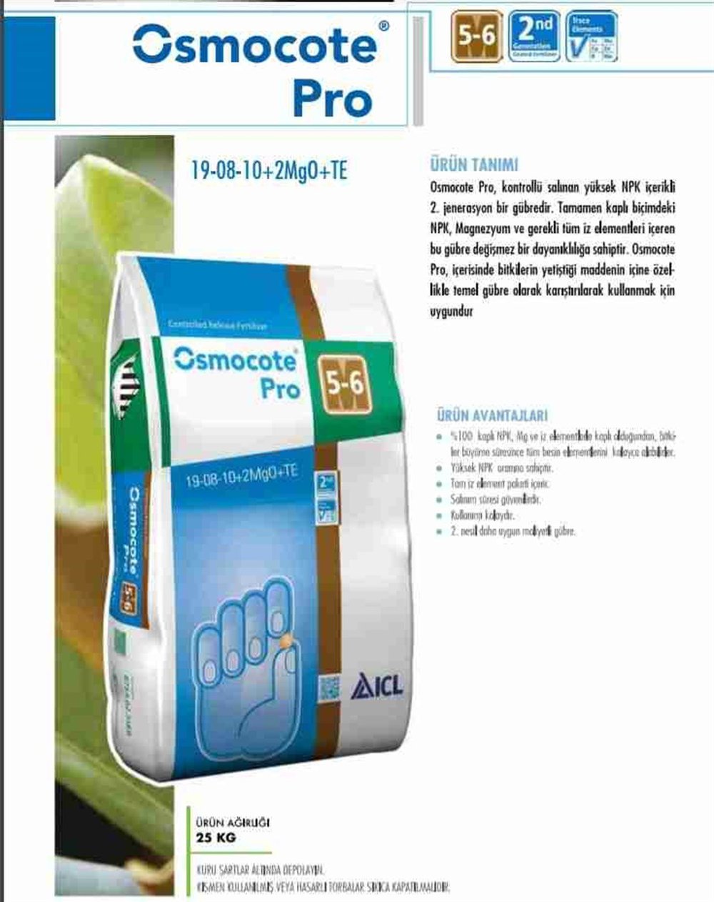 Osmocote Pro 19-08-10 Bitki Gübresi 5-6 Aylık 1 Kg