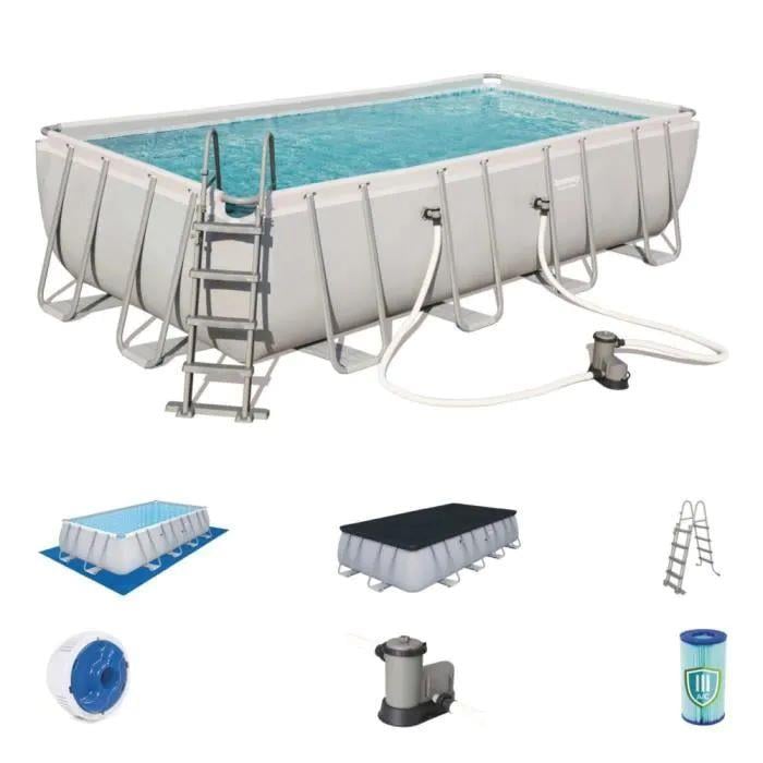 Power steel 4,12 x 2,01 x 1,22m Dikdörtgen Havuz Seti