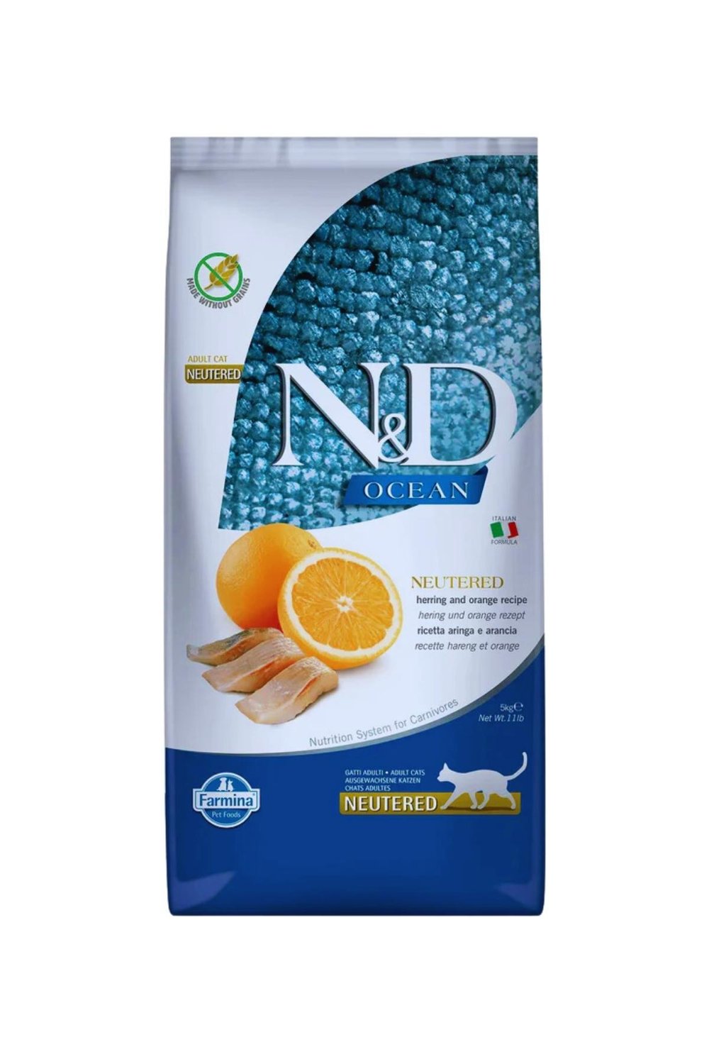 N&D Ocean Tahılsız Ringa Balığı Ve Portakallı Kısır Kedi Maması 5 kg