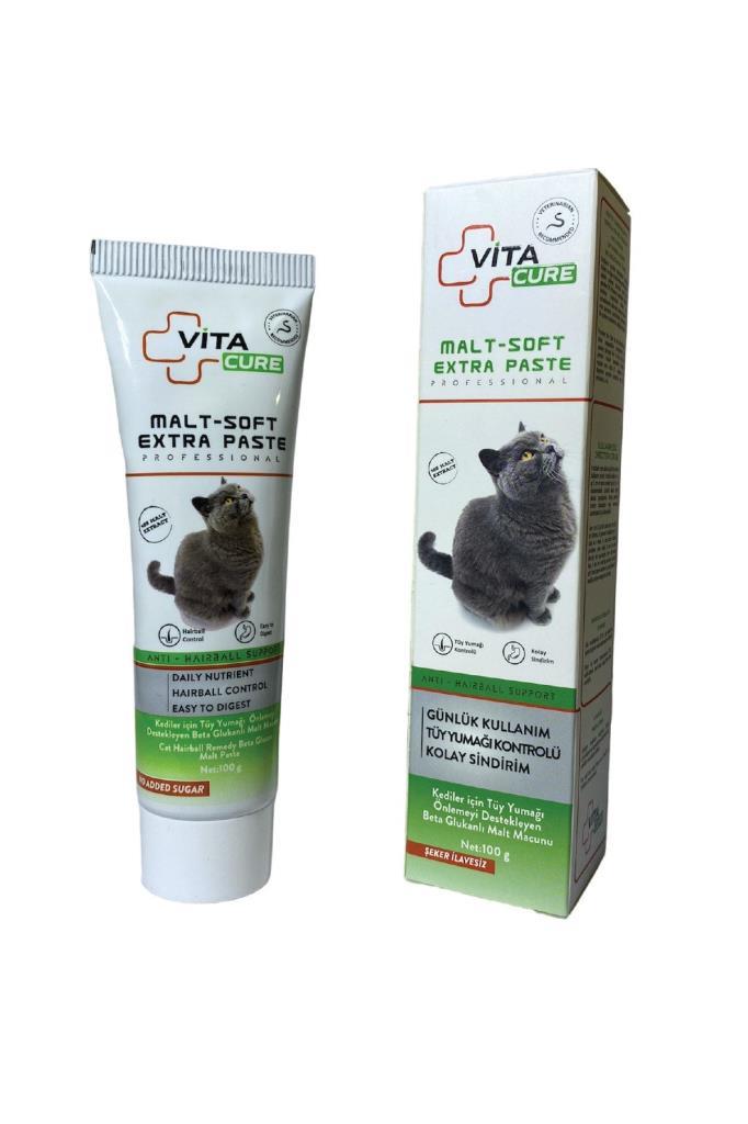 vitacure vitacure Malt-Soft Extra Paste 100 gr - Kediler İçin Tüy Yumağı Önleyici Beta Glukanlı Malt Macunu