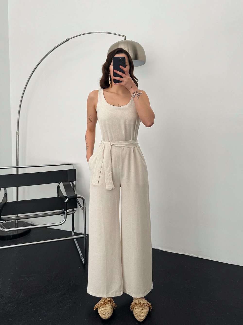 Argus Taş Kemer Detay Keten Tulum