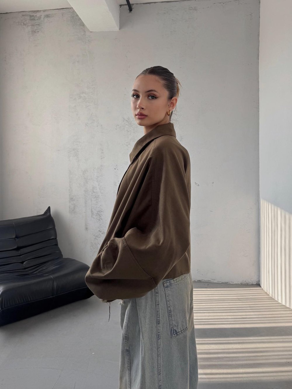 Cozelle Olive Oversize Süet Ceket