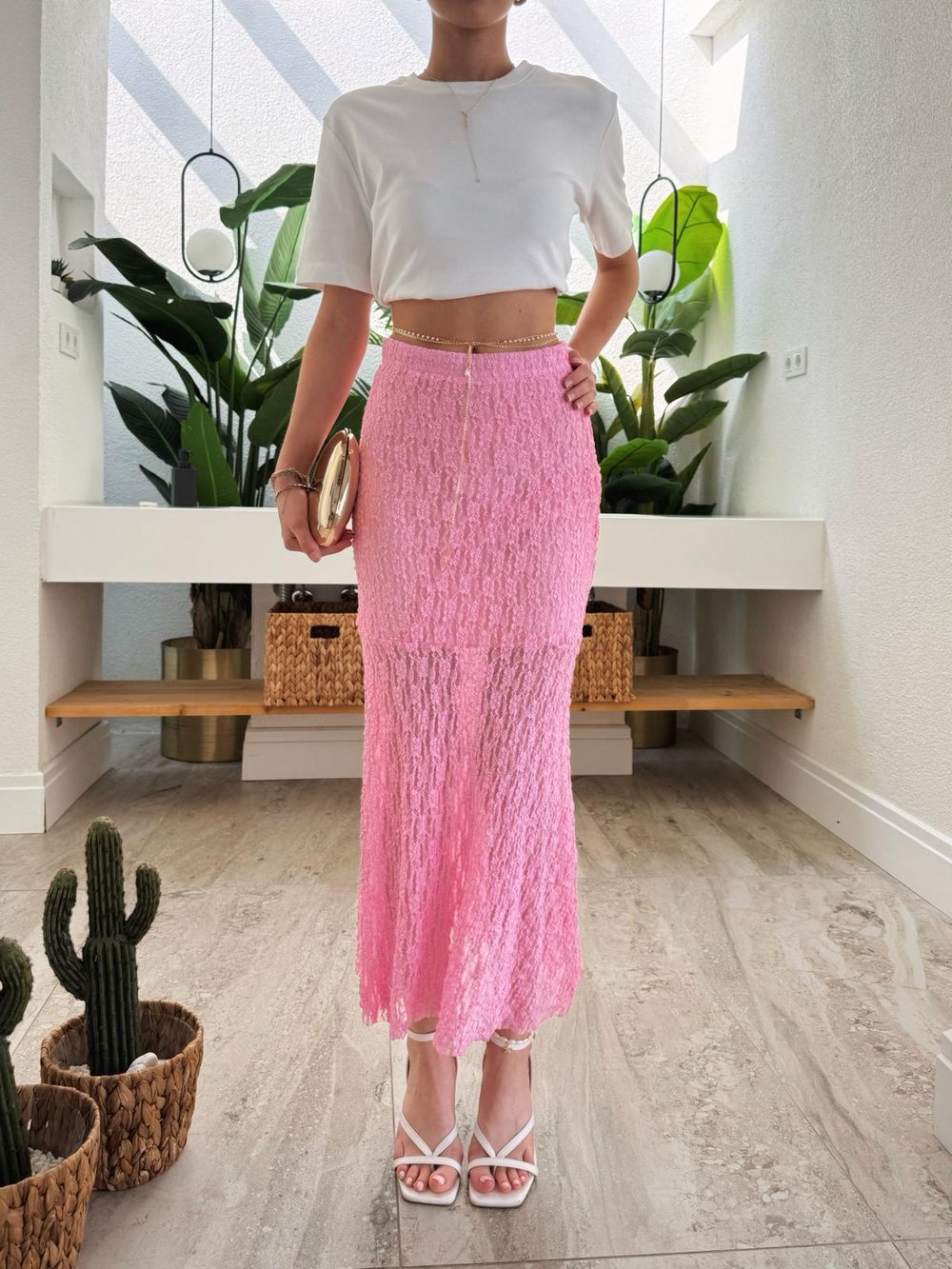 Lesha Pembe Balon Örme Etek