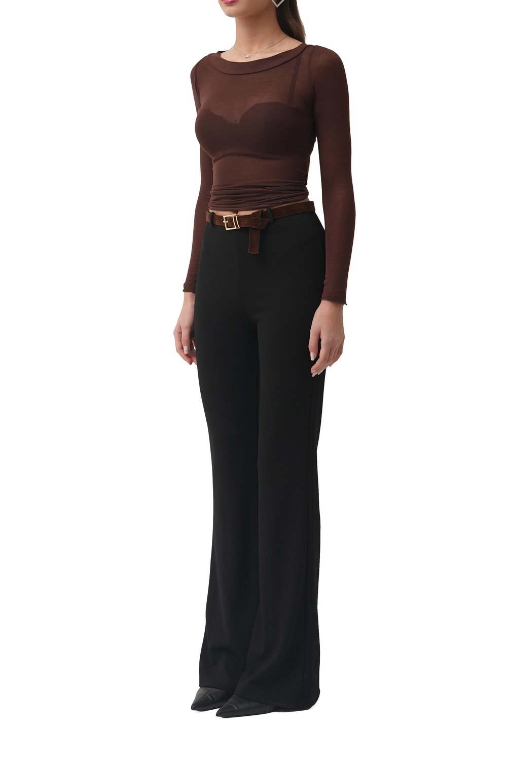 Livas Siyah Kemerli İspanyol Paça Pantolon