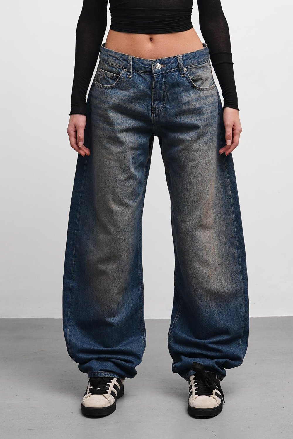 Loose Yıkamalı Mavi Baggy Jean