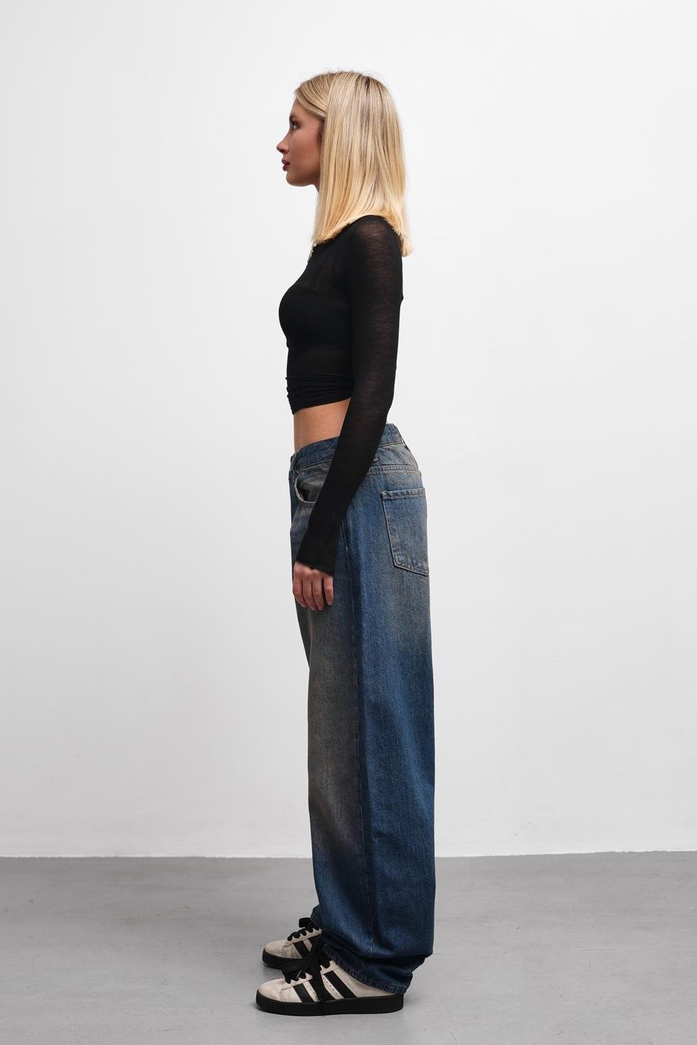 Loose Yıkamalı Mavi Baggy Jean