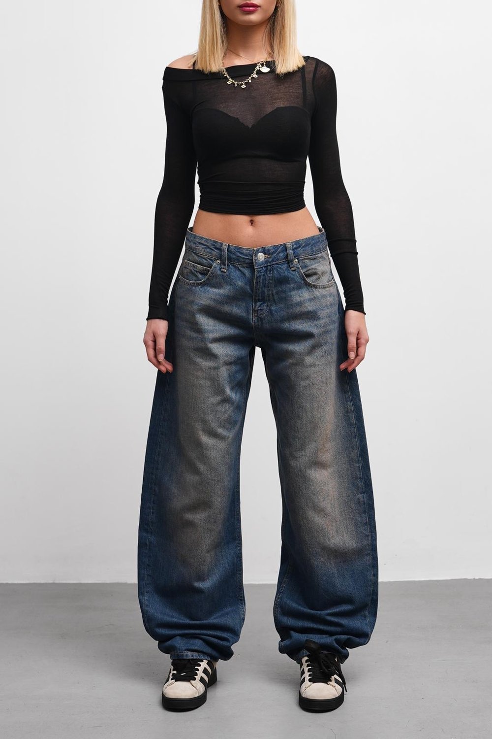 Loose Yıkamalı Mavi Baggy Jean