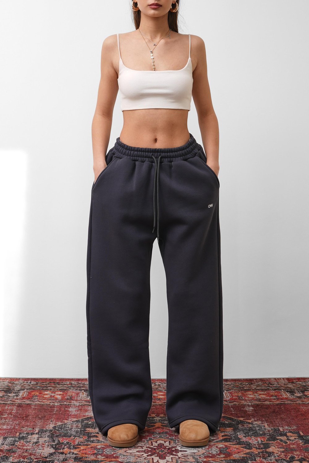 OW Oversize Antrasit Düz Paça Tek Alt