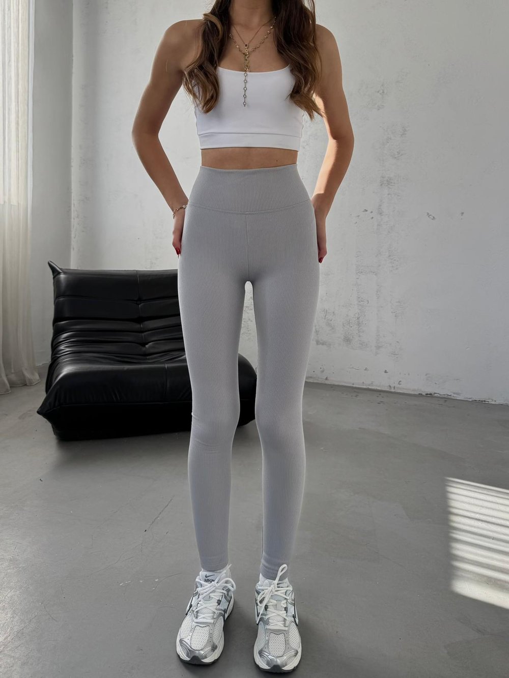 Rivva Süper Yüksek Bel Fitilli  Gri Tayt