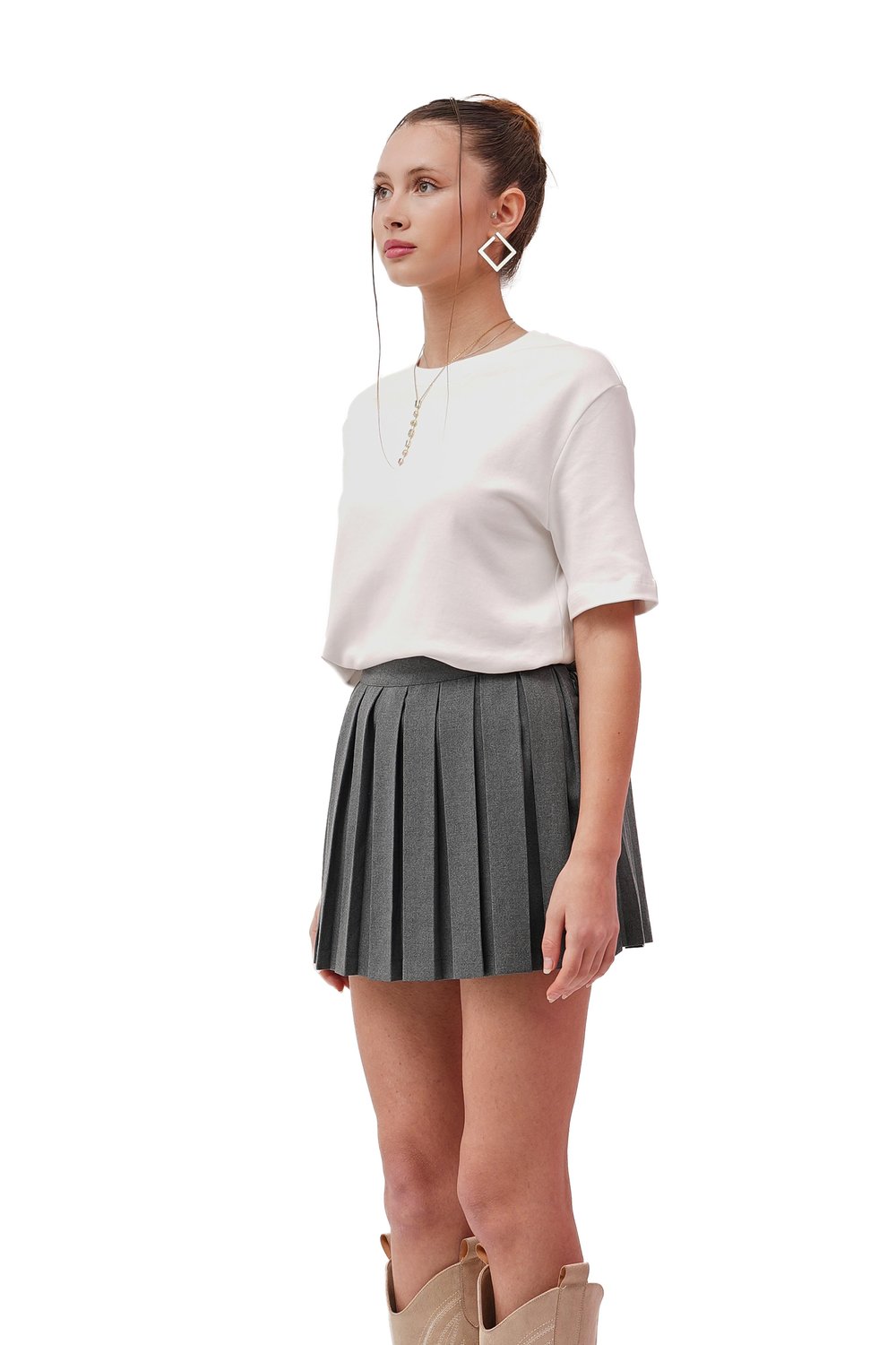 Rowan Geniş Pileli Şortlu Antrasit Etek