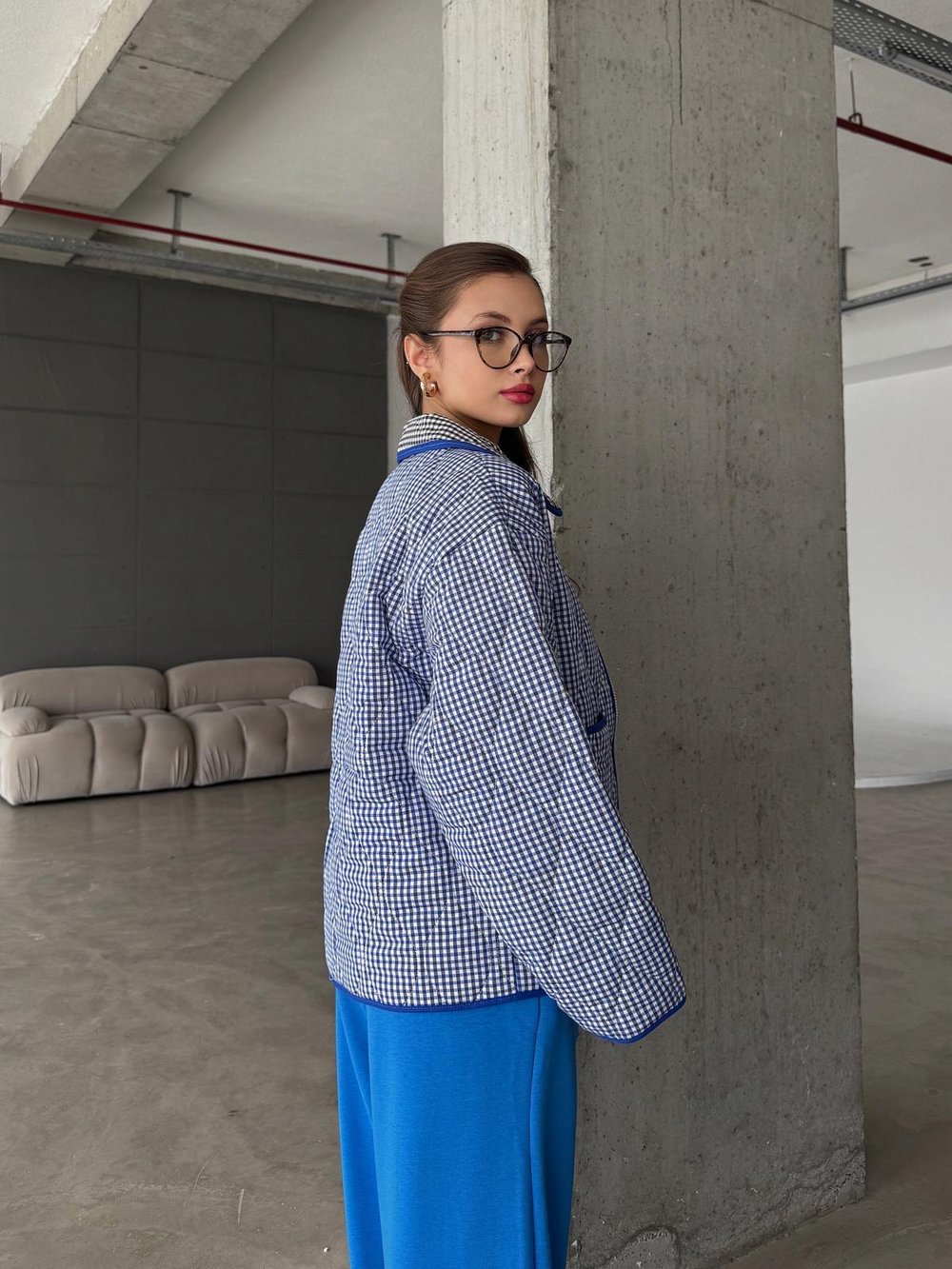 Skayn Pötikareli Cep Detay Mavi Mont