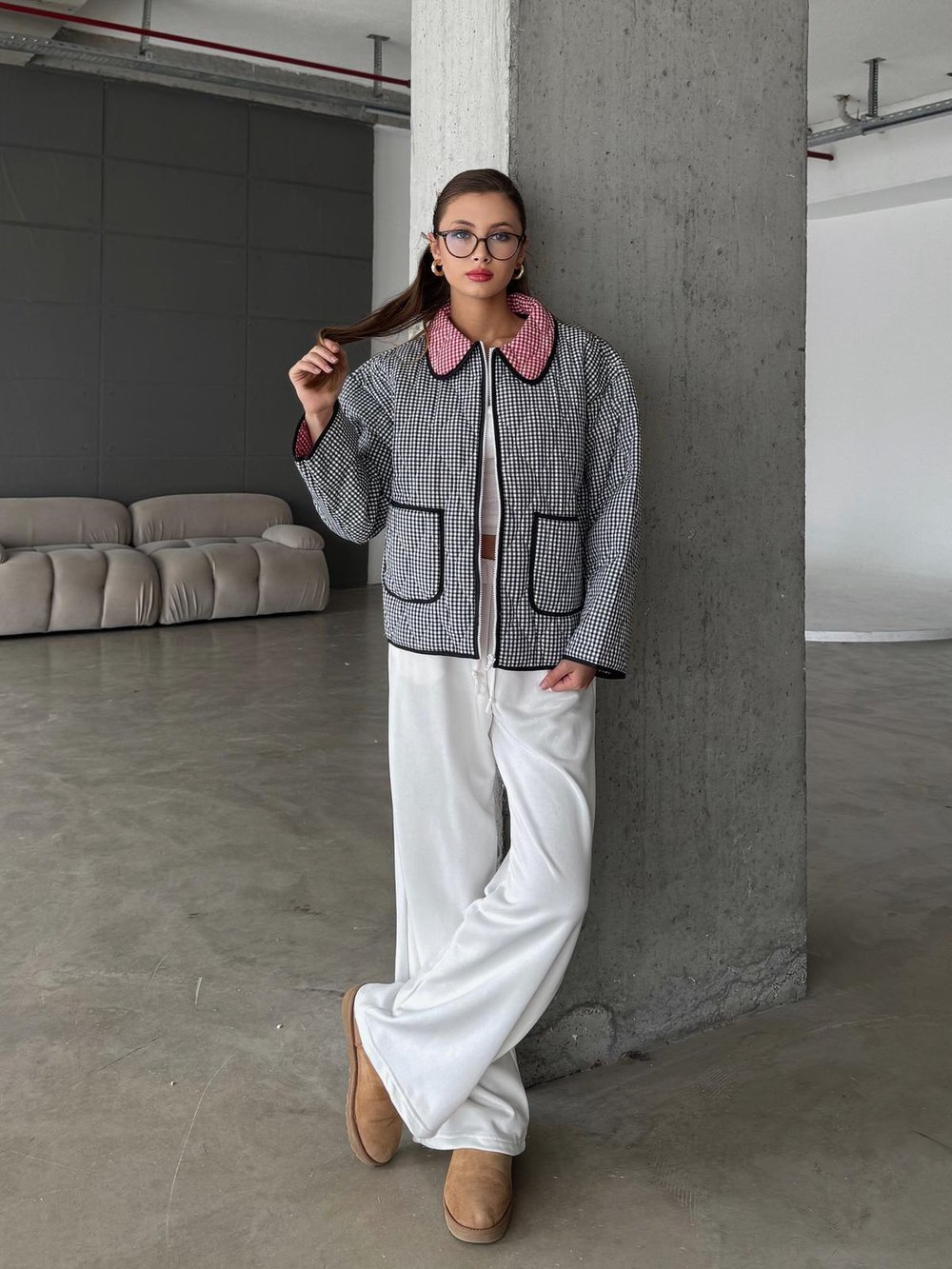 Skayn Pötikareli Cep Detay Siyah Mont