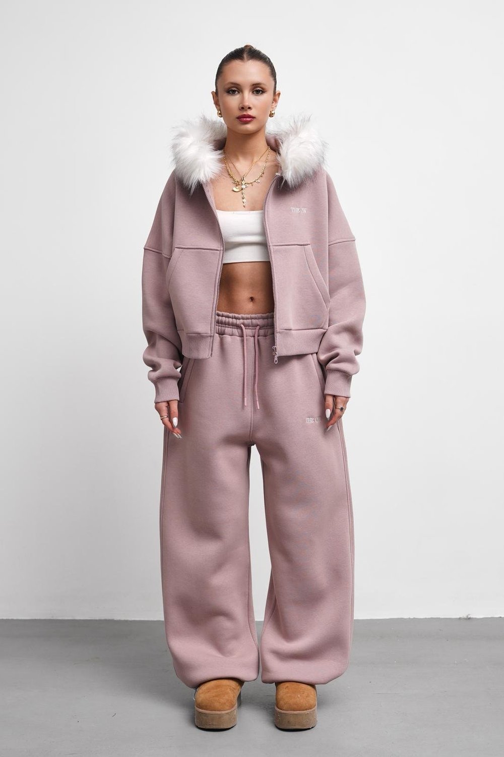 THEOW Kürk Detaylı Oversize Menekşe Eşofman Takımı