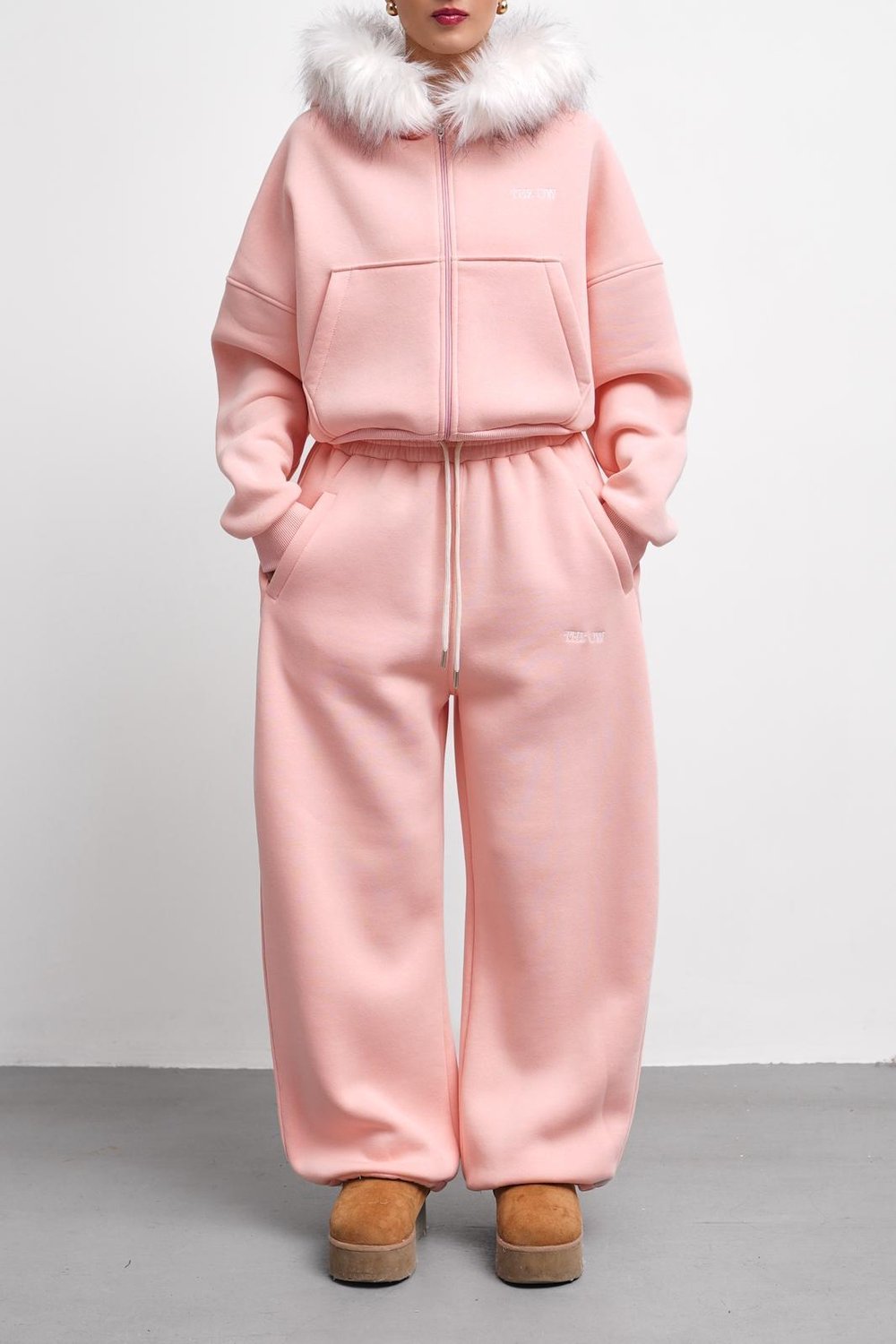 THEOW Oversize Toz Pembe Lastik Paça Tek Alt