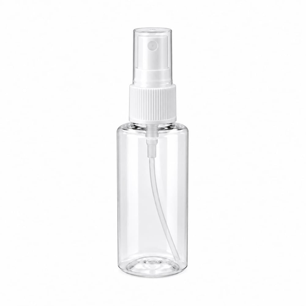 50 ml PET Sprey Şişe – Şeffaf Silindir Plastik Sprey Şişe (18/410)