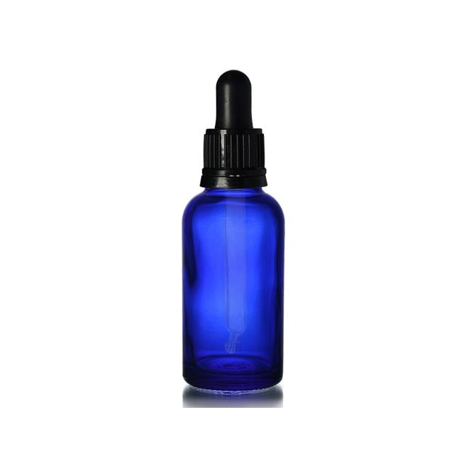 DAMLALIKLI MAVİ CAM ŞİŞE 30 ML