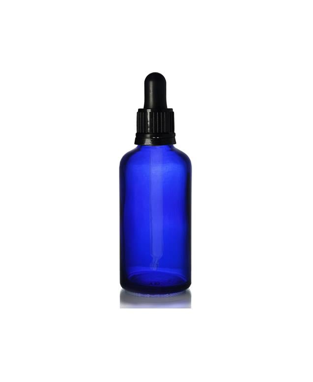 DAMLALIKLI MAVİ CAM ŞİŞE 50 ML