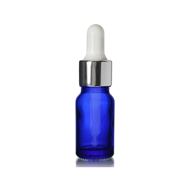 DAMLALIKLI METAL KAPAKLI MAVİ CAM ŞİŞE 10 ML