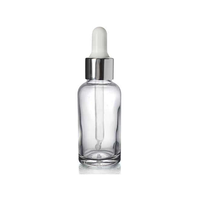DAMLALIKLI METAL KAPAKLI ŞEFFAF CAM ŞİŞE 30 ML