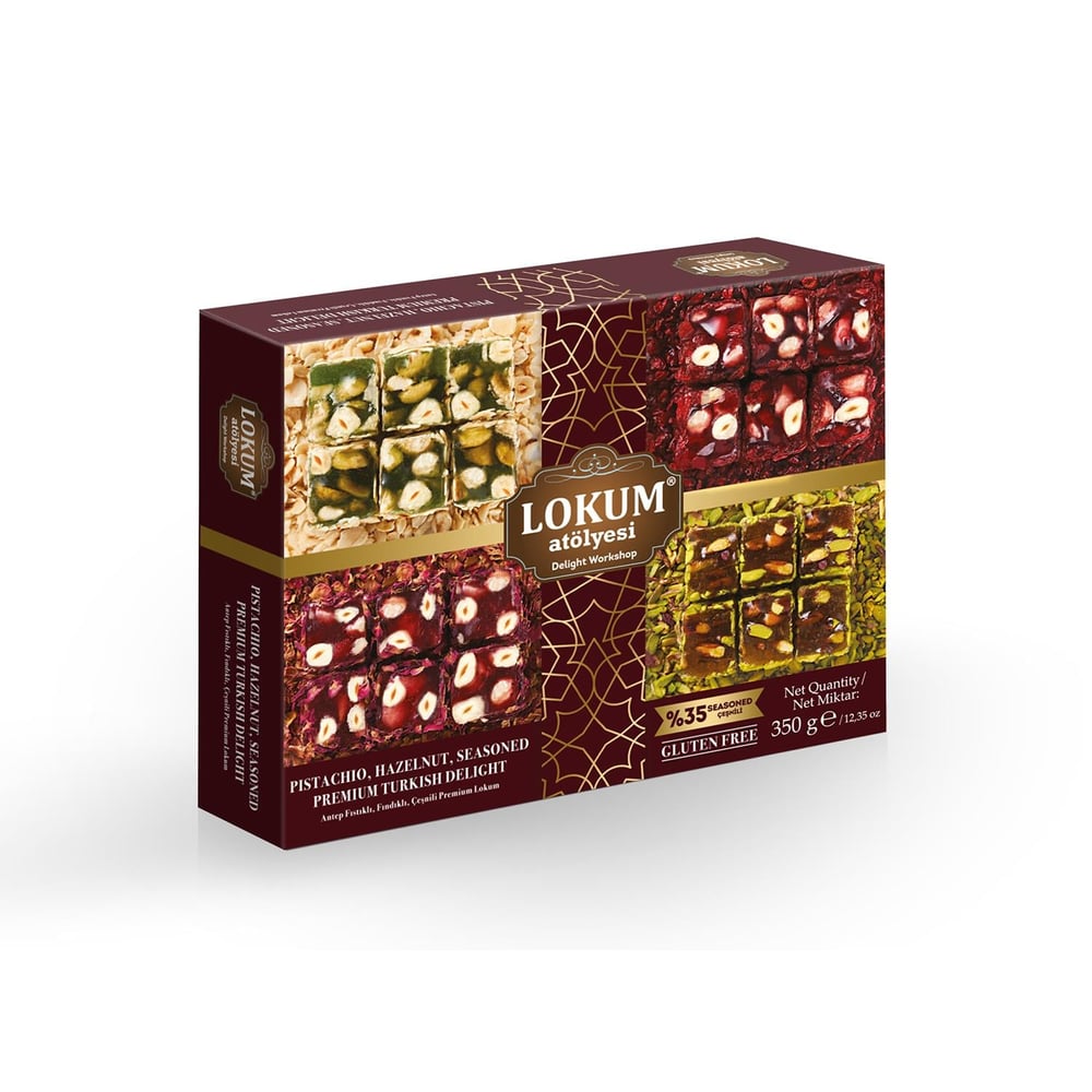 Antep Fıstıklı Fındıklı Çeşnili Premium Lokum 350g 