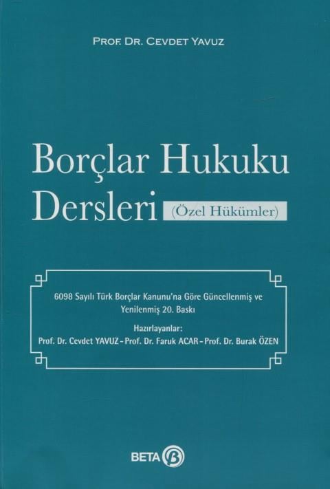 Borçlar Hukuku Dersleri (Özel Hükümler)