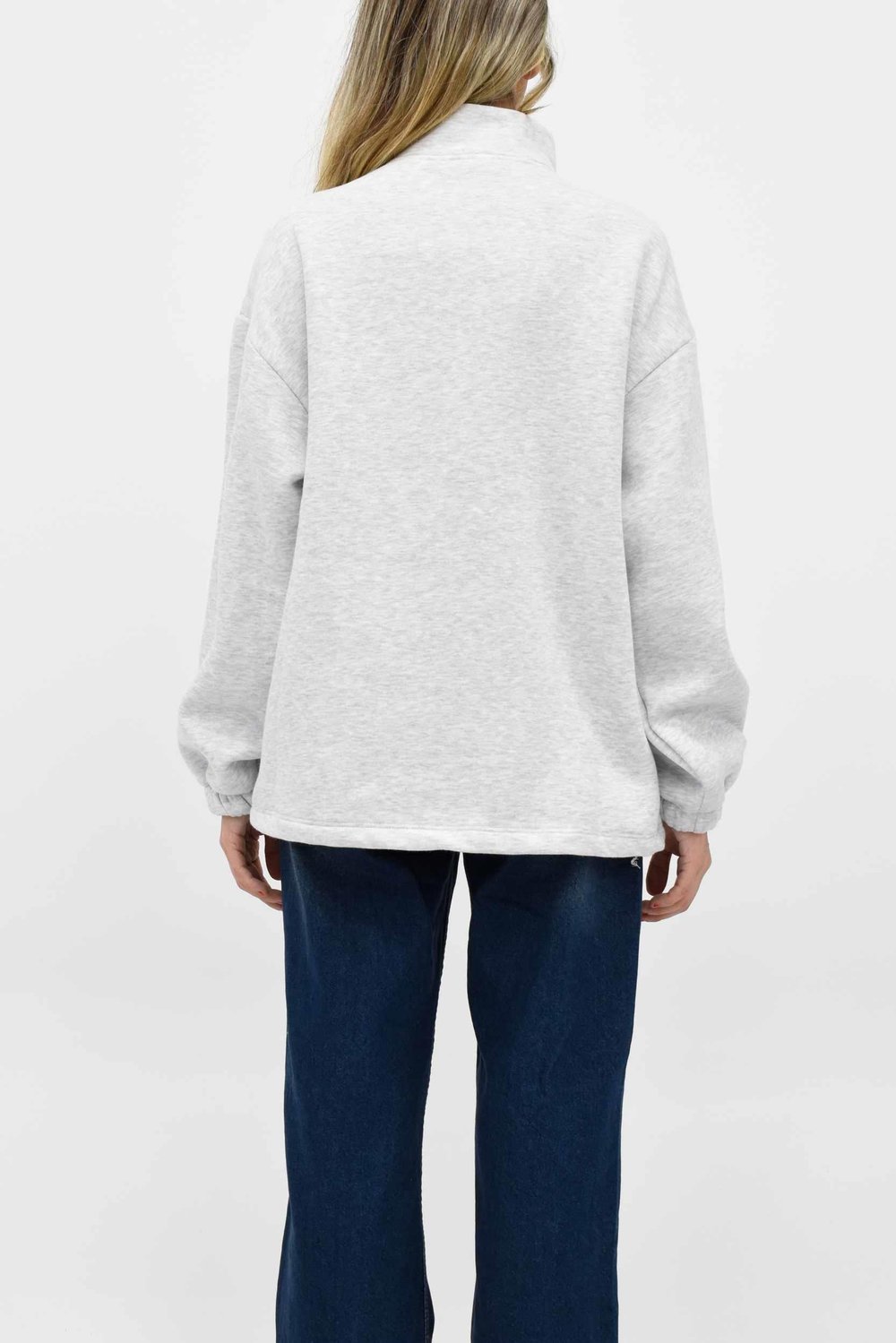 Ayıcık Nakışlı Fermuarlı Sweatshirt - Gri