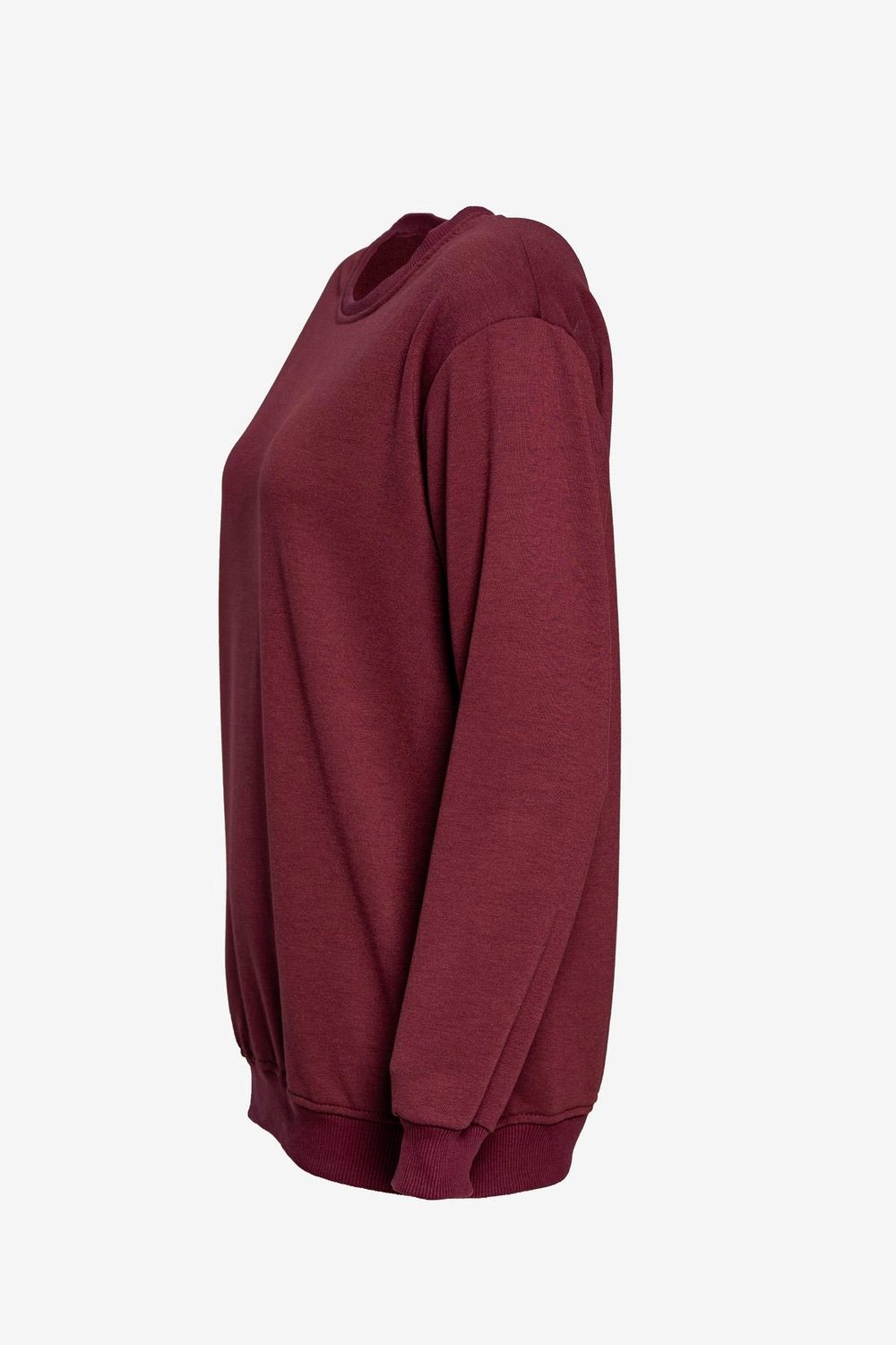 Bisiklet Yaka Basic Sweatshirt - Bordo