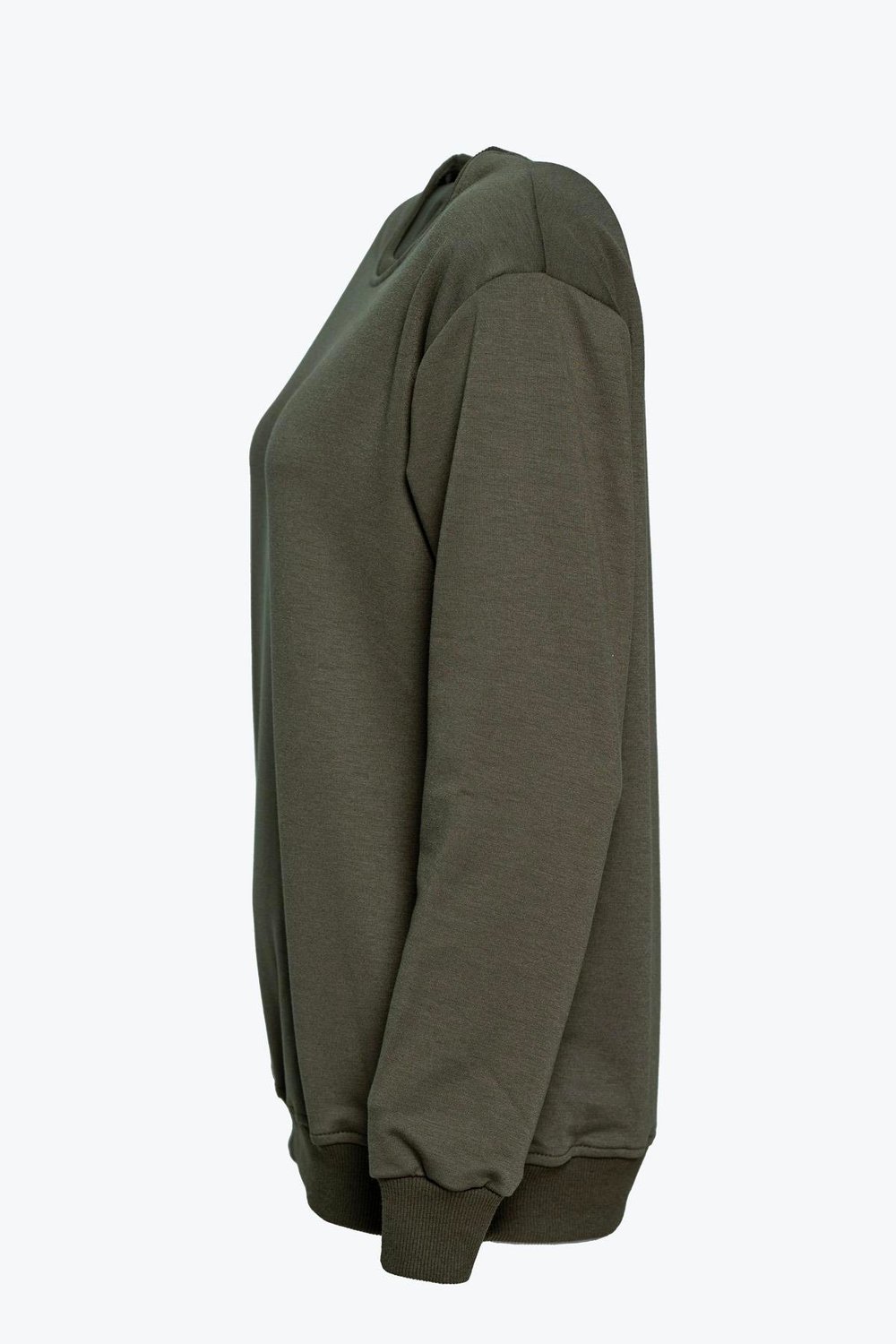 Bisiklet Yaka Basic Sweatshirt - Haki